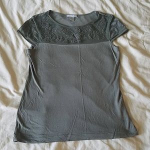 NWOT H&M Olive Top with Sheer Top